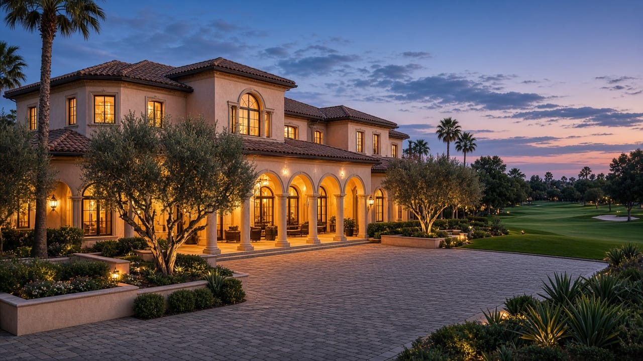 Mediterranean custom estate home in Spanish Trail, Las Vegas guard-gated golf community