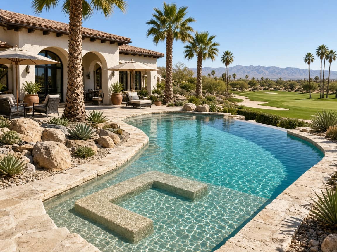 Resort spa pool at a Spanish Trail Las Vegas golf estate